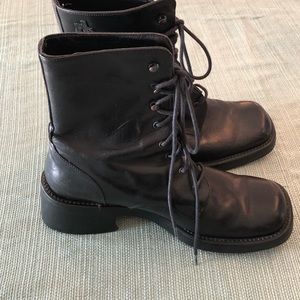 Joan & David black leather combat boots